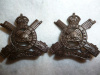 C9 - The Prince of Wales's Rangers (Peterborough Regiment) Officer's Bronze Collar Badge Pair 